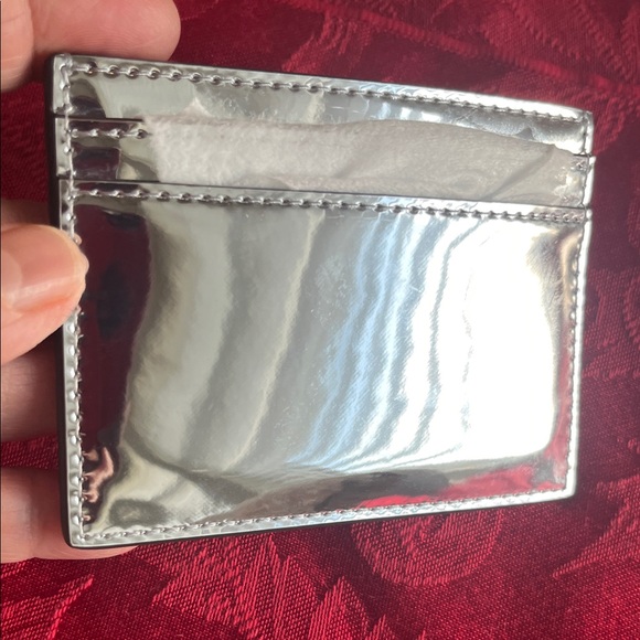 KATE SPADE Bridget Mirror Metallic Slim Card Holder in a Silver Color 4”x3” NWT - Picture 10 of 12